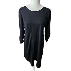 Susan Graver Liquid Knit Cinch Sleeves Dress Black Sz M Business Formal